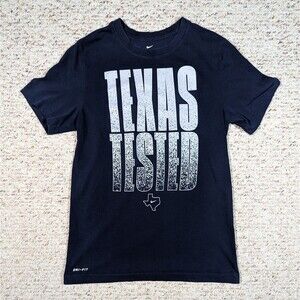 Nike Tee Dri Fit Texas Tested Graphic T-Shirt Mens SMALL Navy Blue Gray